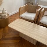 Minimalist design coffee table in unbleached travertine stone