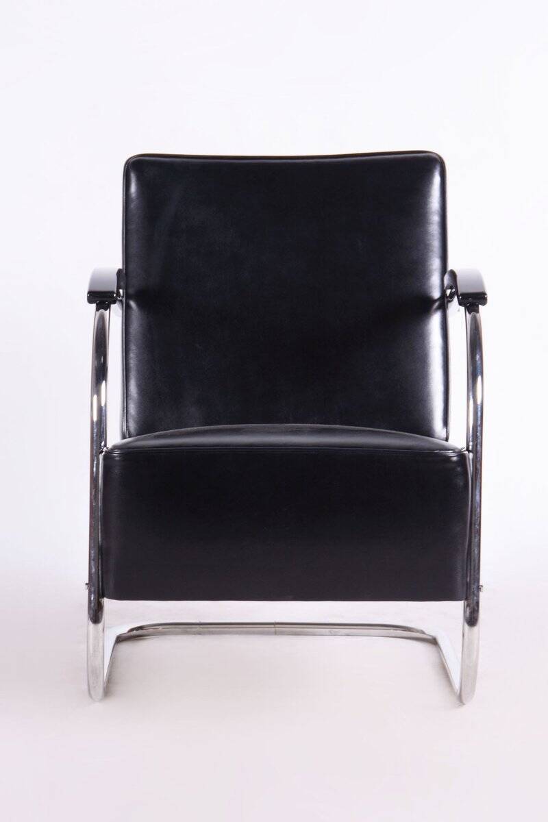 Bauhaus Seating Set in Chrome and Leather from Mücke Melder, Czech, 1930s, Set of 3