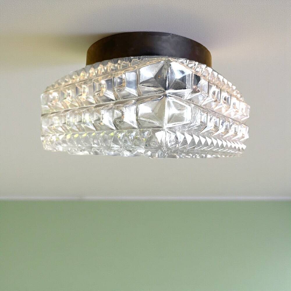 Square glass flush mount ceiling light or wall sconce