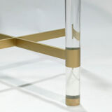 Plexi table Sandro Petti for Metalarte 1970 in brass