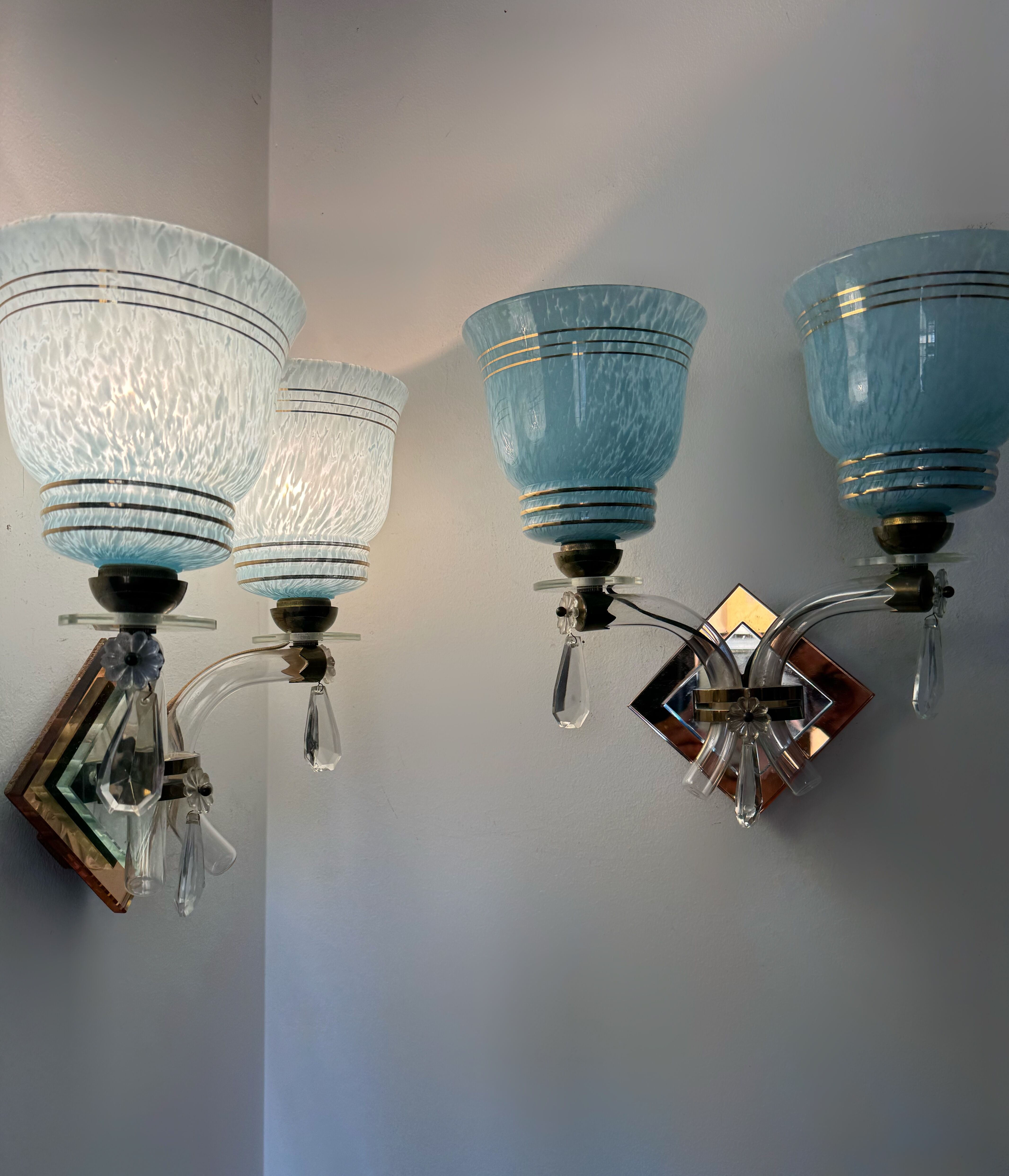 Art Deco mirror glass wall lights