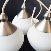 Set of 3 suspensions contemporary design chandelier steel & glass