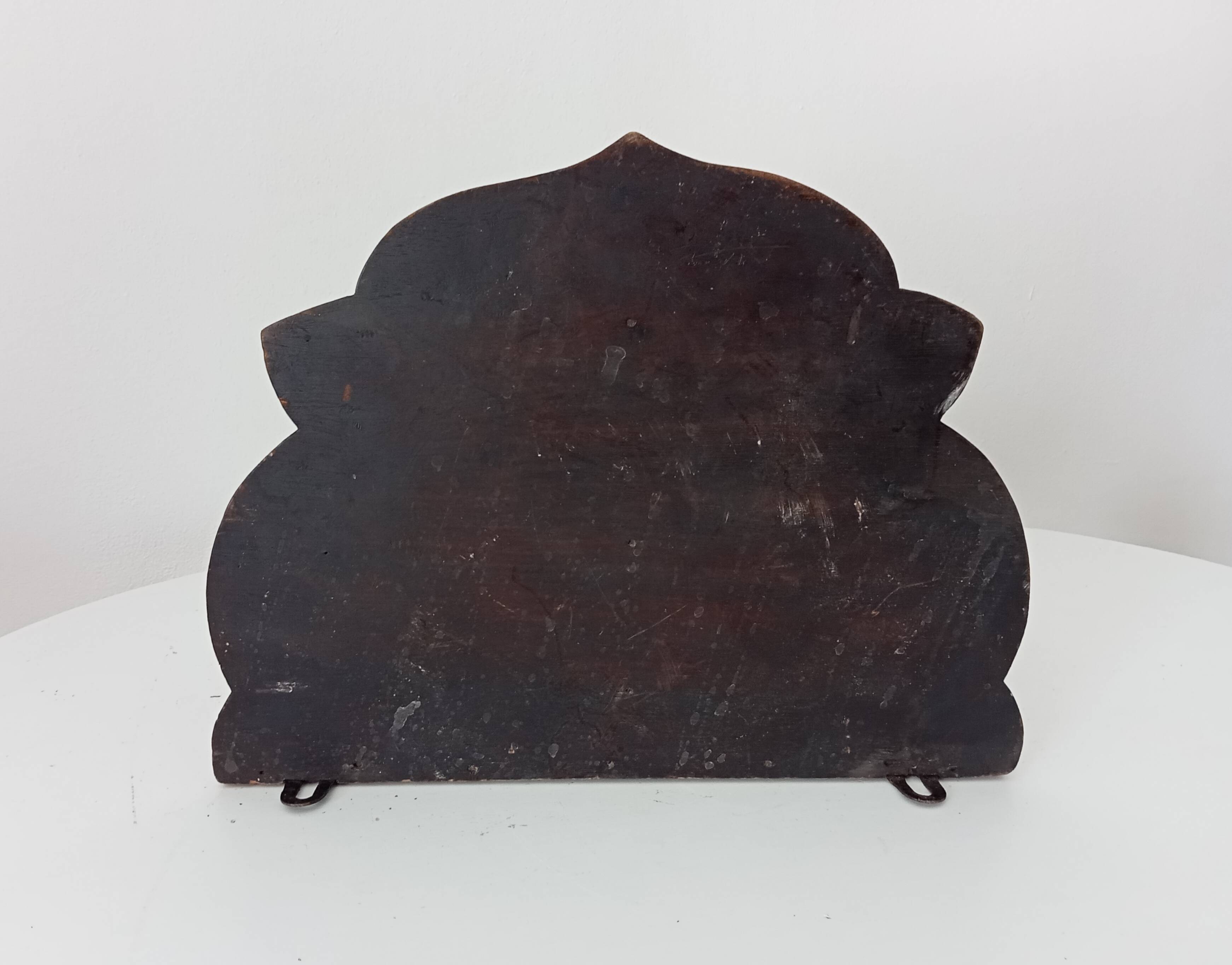Pair of antique carved wooden shelves
