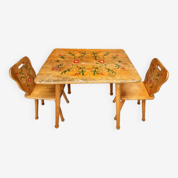 Set de table enfant vintage en bois de hêtre années 60