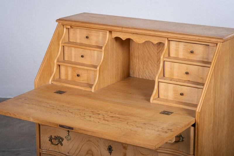 Mid-Century Danish Oak Drop-Front Secretary, 1960s