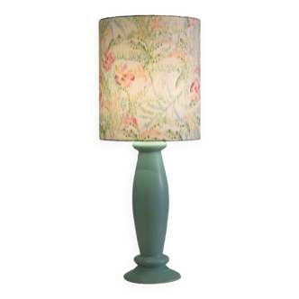Mint green ceramic table lamp from Porcelaines de Bruxelles in Memphis style. 1980s