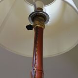 Vintage floor lamp with bamboo-style leather base