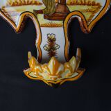 Polychrome earthenware holy water font signed Henriot Quimper from the 60s vintage