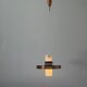Glass ceiling light with a copper-coloured metal frame, 1960s, Germany.