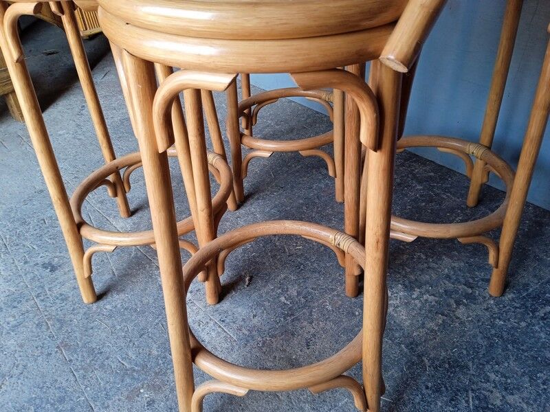 4 high bar stools in rattan vintage ep 1980