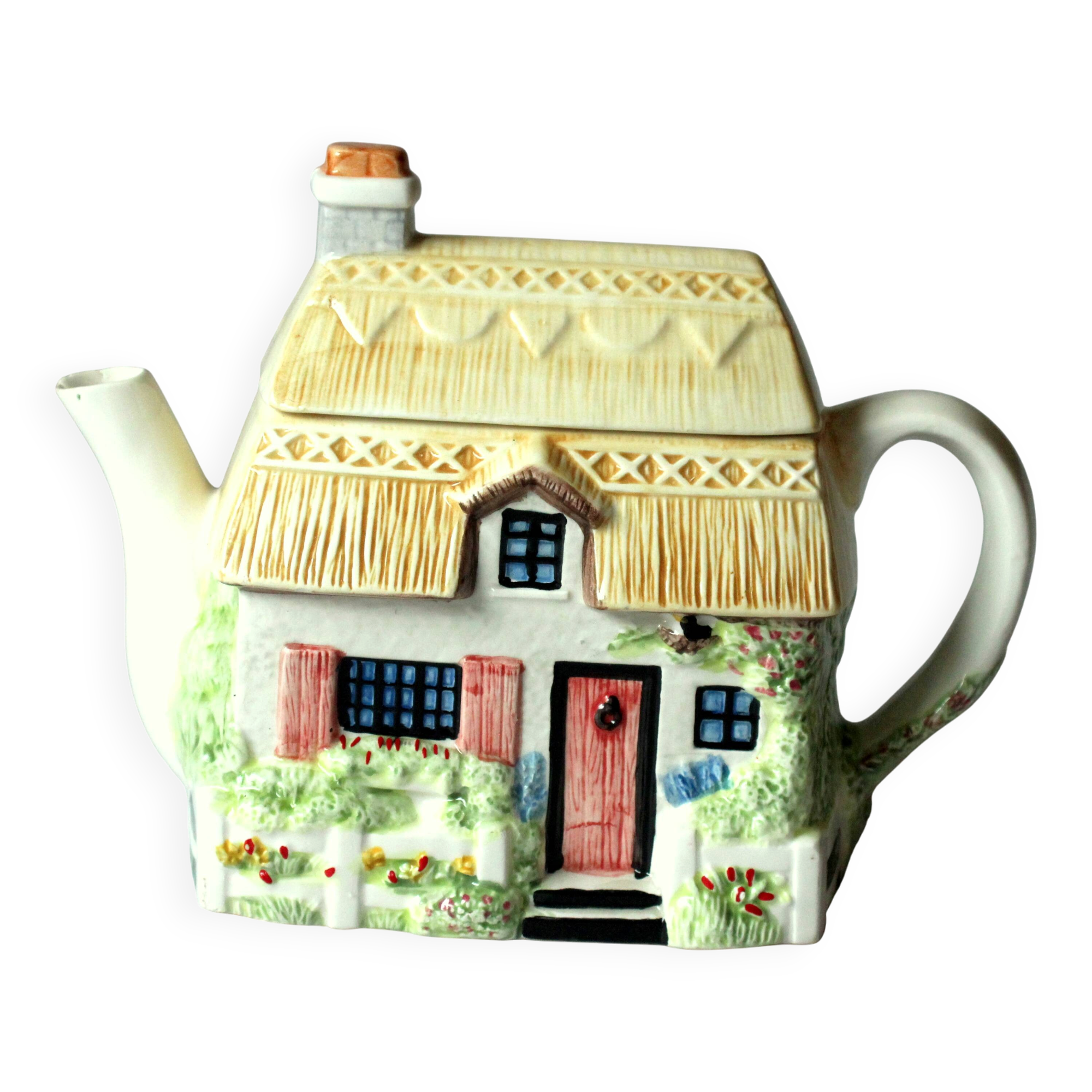 Handpainted fine ceramic design teapot "The Village"