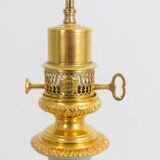 Pair of celadon porcelain and gilt bronze lamps. Circa 1880.