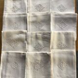 12 embroidered towels BC square damask ivory
