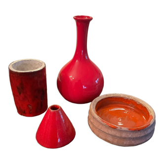 Série de 4 vases vintage en céramique