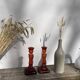 Pair of amber glass candlesticks