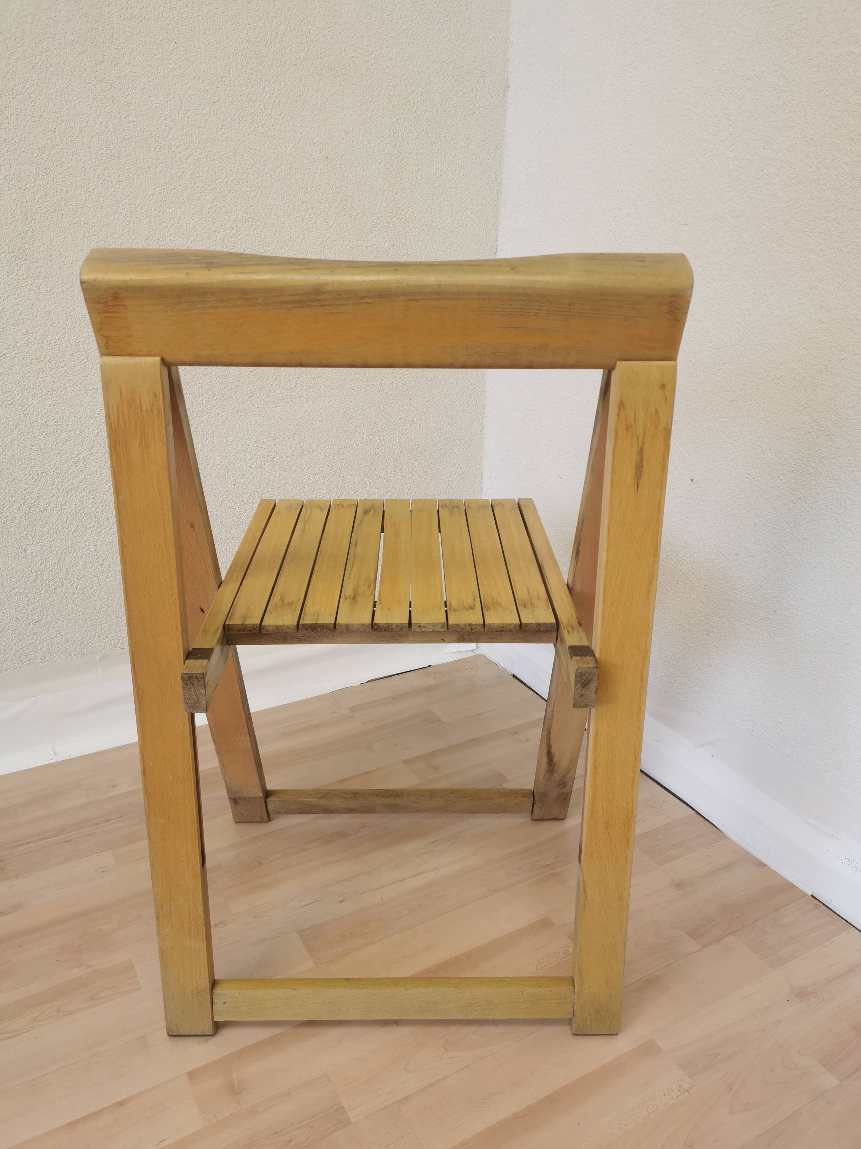 Vintage Aldo Jacober Folding Wooden Chair: Mid-Century Trieste Stool