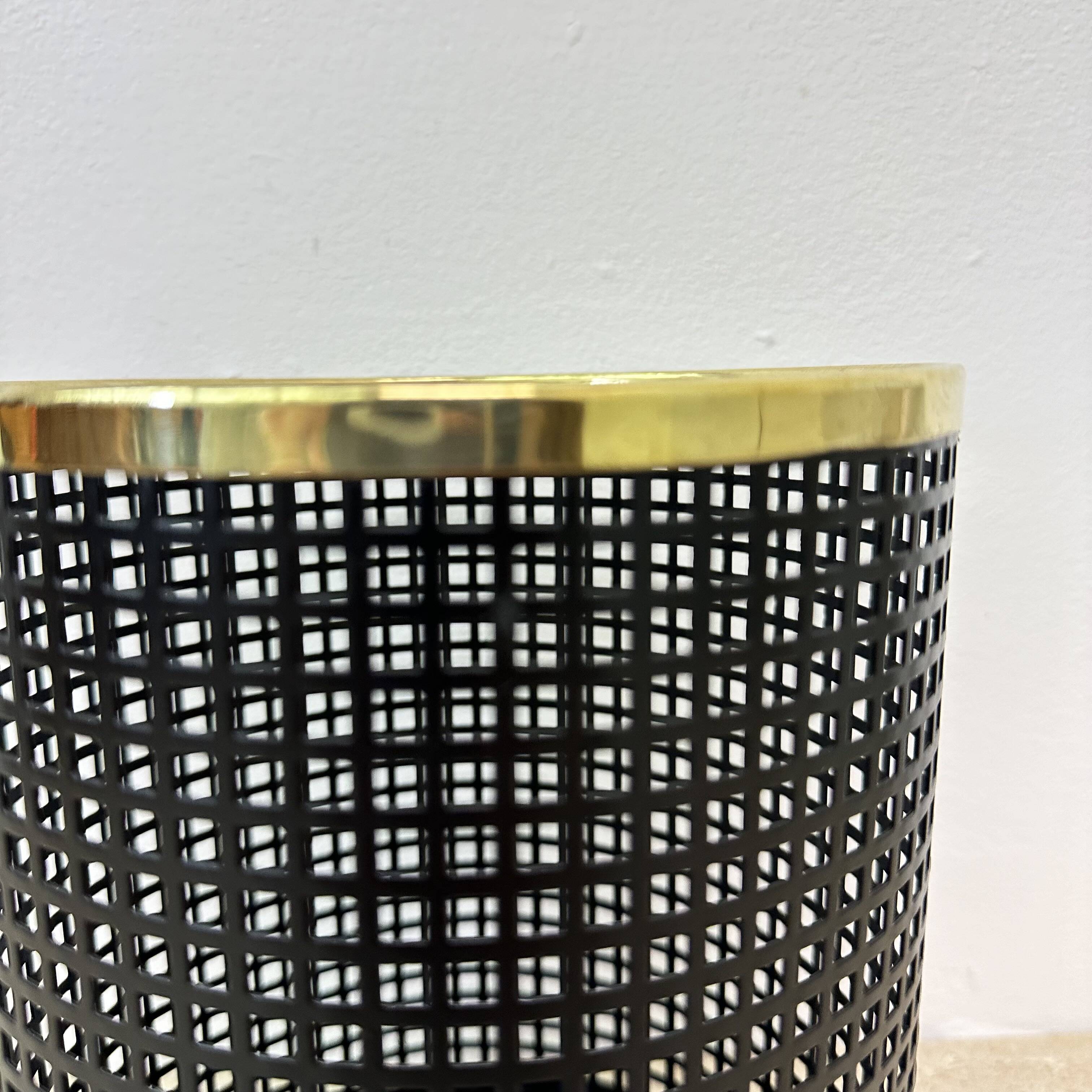 Mid century design perforated metal basket / bin , 1970s