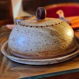 Plateau à fromage et sa cloche en grès