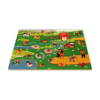 Large wooden puzzle with 27 pieces, vintage