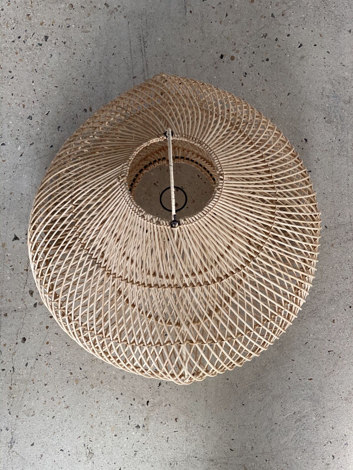 Small rattan lampshade in the shape of a braided hat