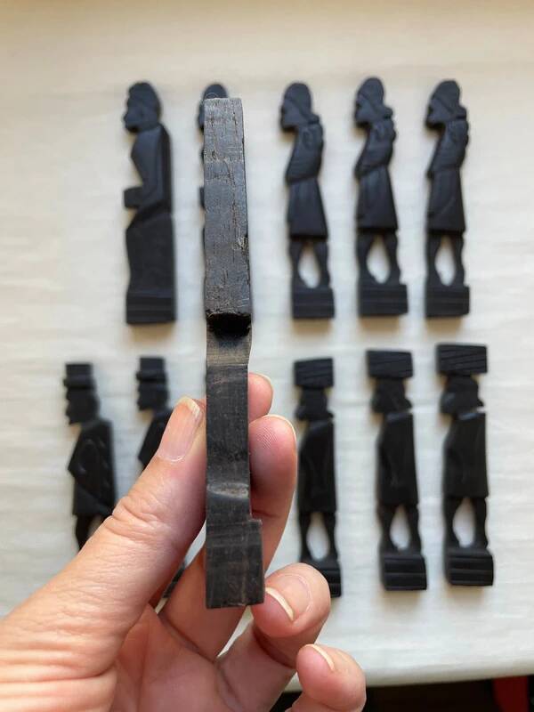 12 Carved Ebony Knife Holders in African Style