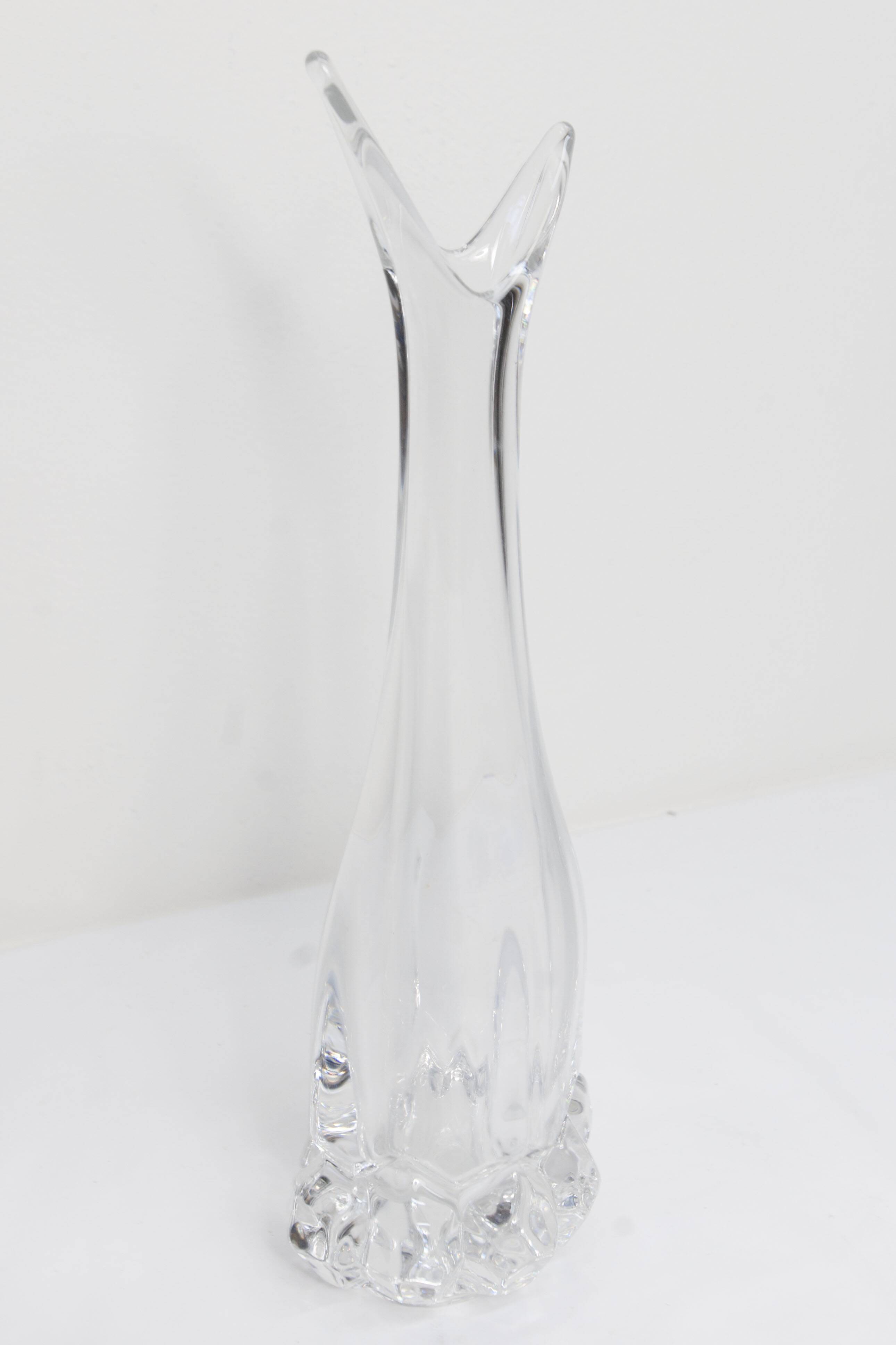 Blown crystal vase Art Vannes France 43 cm