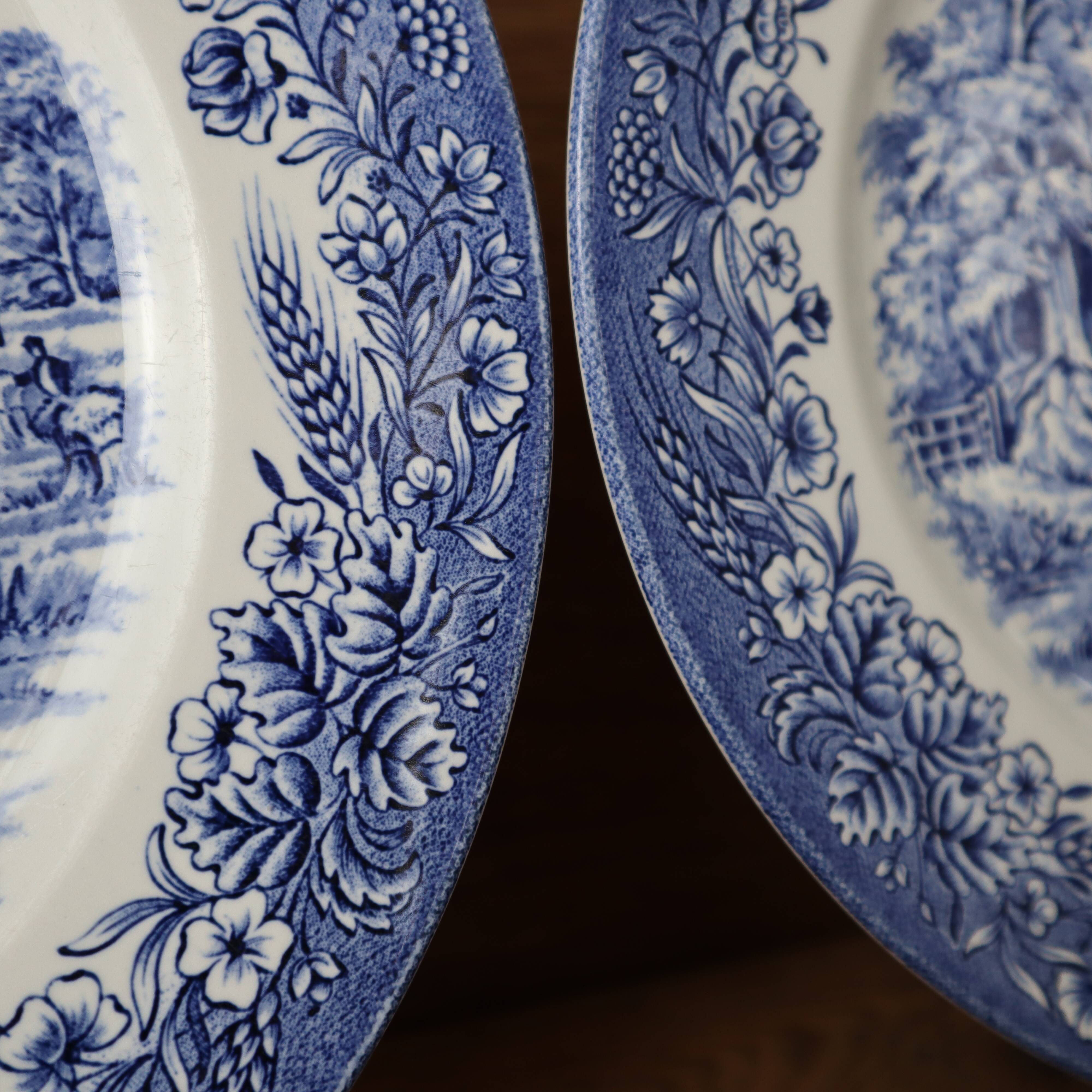 4 old flat plates stamped Churchill