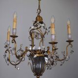 Flower Leaf Chandelier in gilded iron by Giovanni Banci
