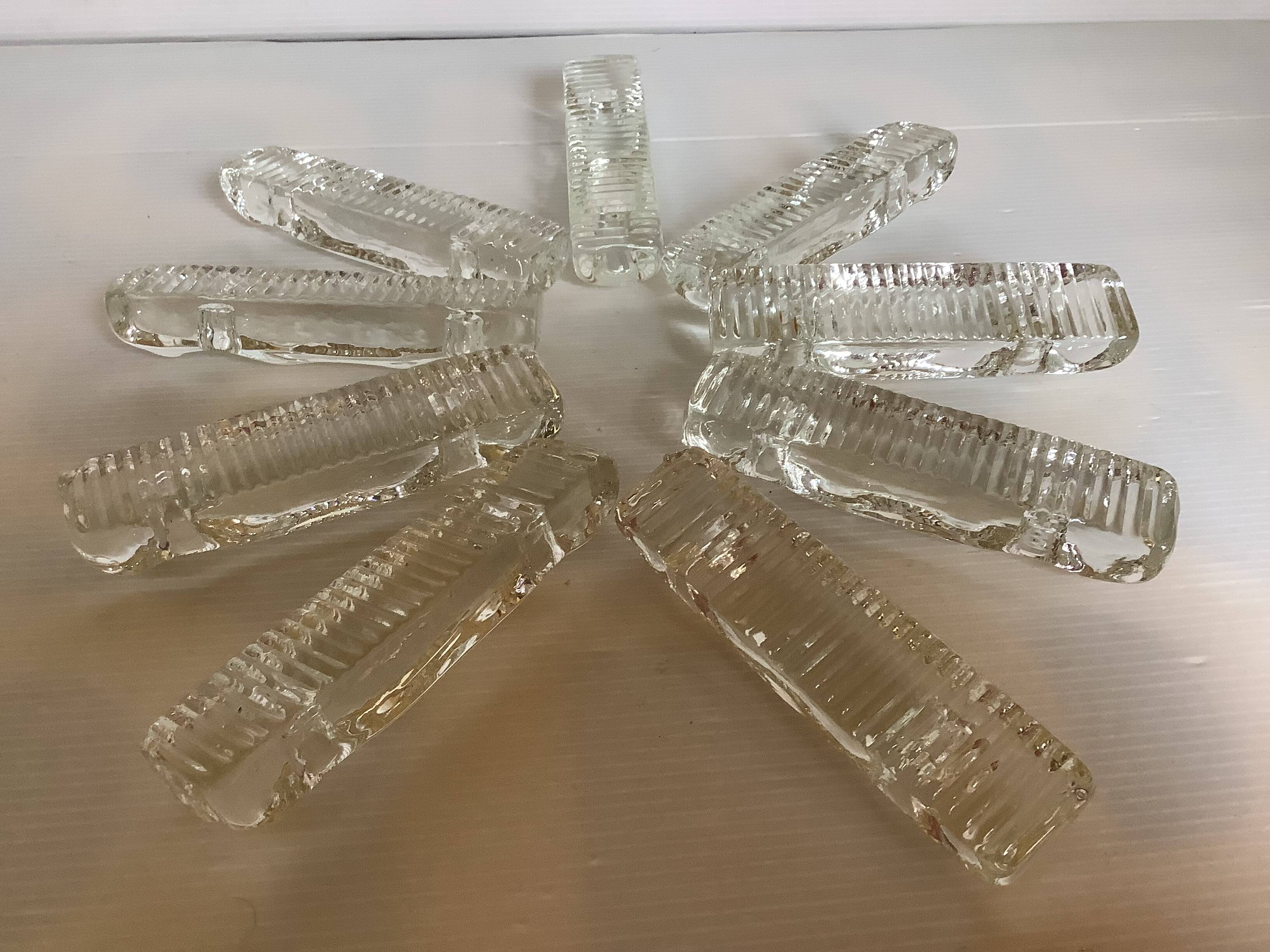 Nine double Scandinavian glass candle holders