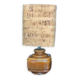 Ceramic base lamp and cork lampshade