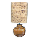 Ceramic base lamp and cork lampshade