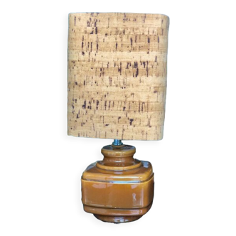 Ceramic base lamp and cork lampshade