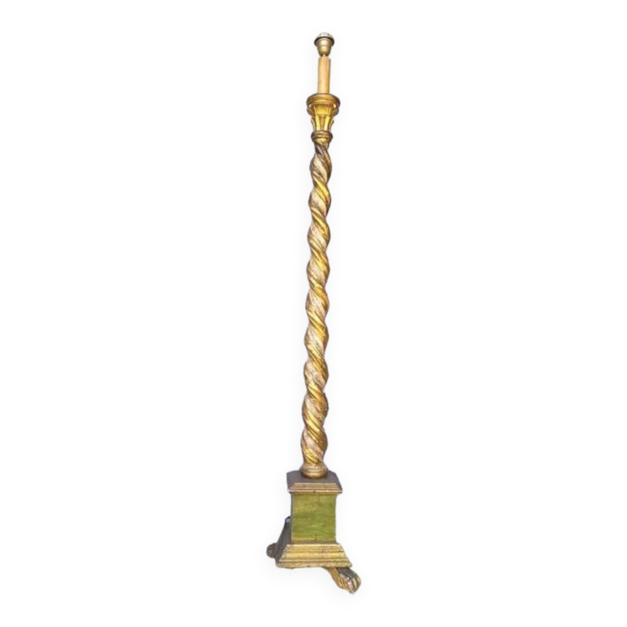 Polychrome gilded carved wood floor lamp ep 1940
