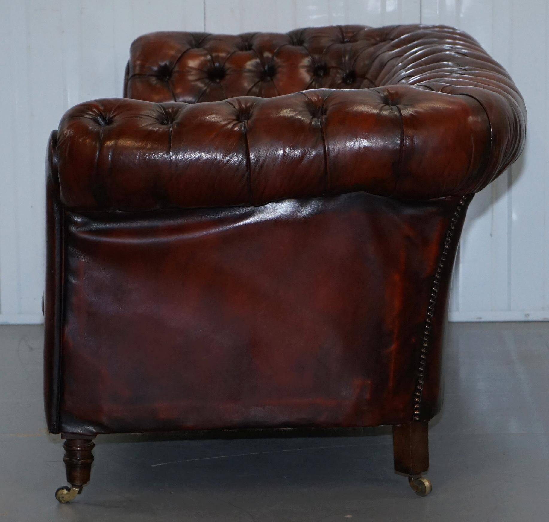 Small Victorian leather Chesterfield sofa