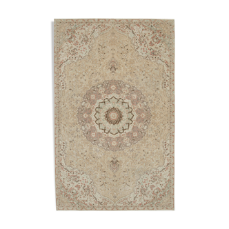 Tapis beige turc vintage noué à la main 188 cm x 300 cm - 35280