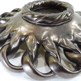 Iridescent brown and yellow braided ceramic cup/table center/Fruit bowl/Vallauris/Vintage