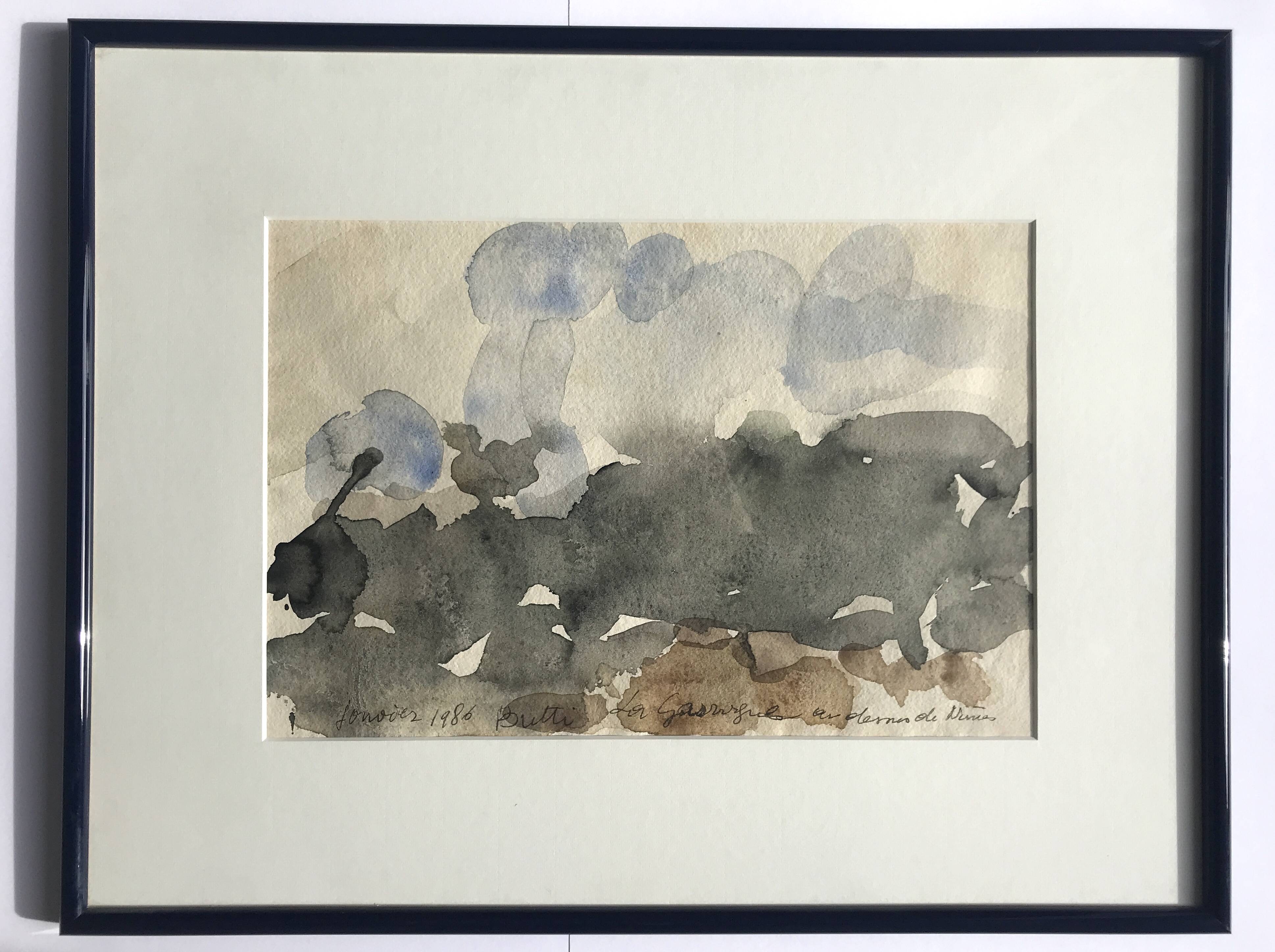 Paul BUTTI, The scrubland below Nîmes 1986. Watercolor on paper