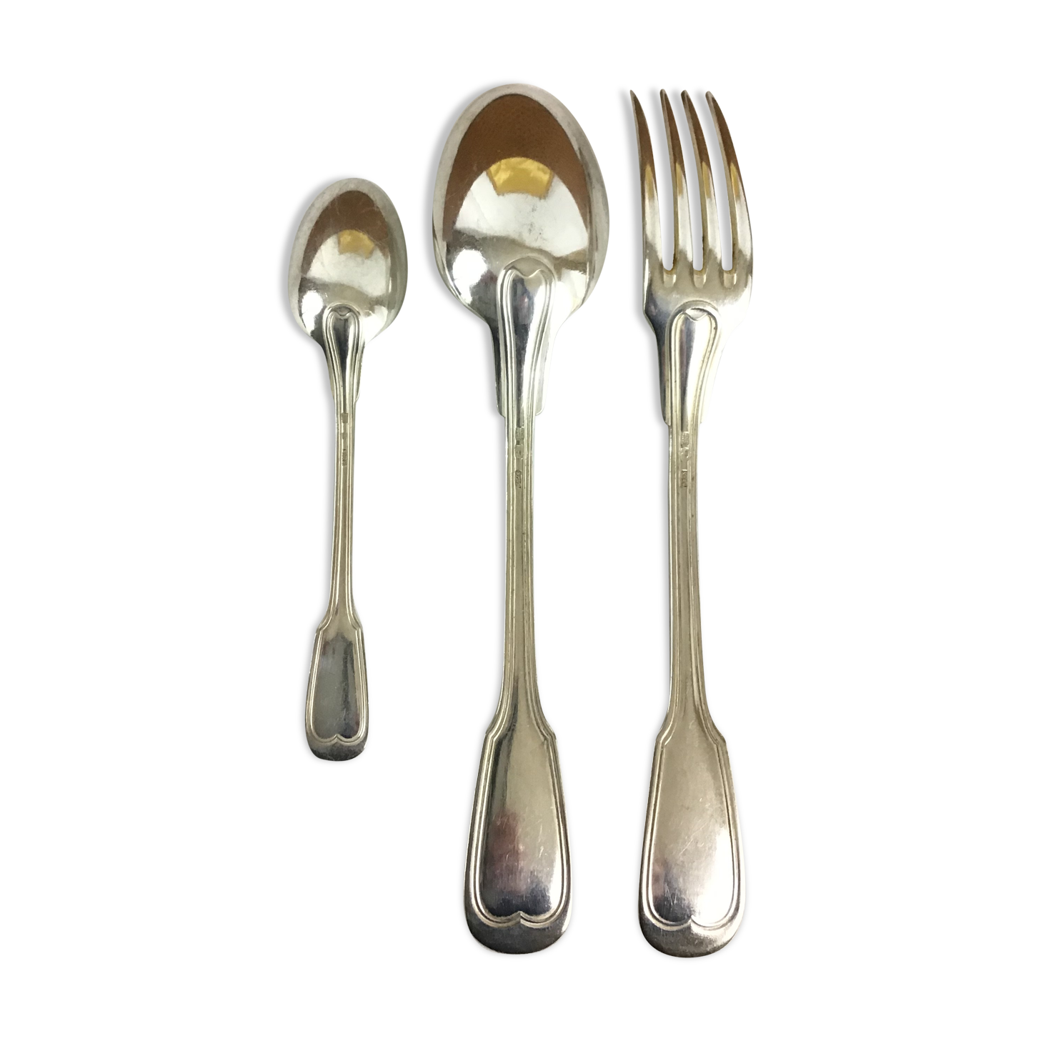 Complete silver metal cutlery set 37 pieces