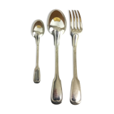 Complete silver metal cutlery set 37 pieces