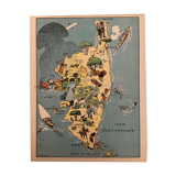 Old illustrated map of Corsica 1932 - JP Pinchon