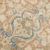 Tapis Persan Ancien Grand Format – Laine Nouée Main, Tons Beige & Bleu