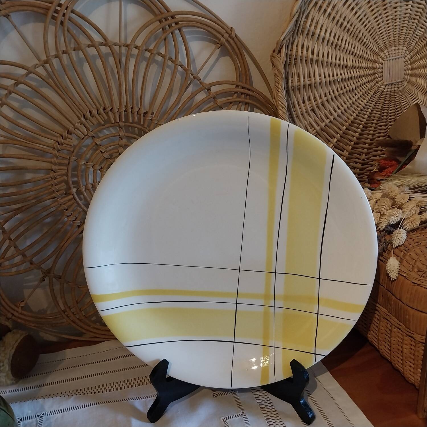 Old large earthenware dish Salins France