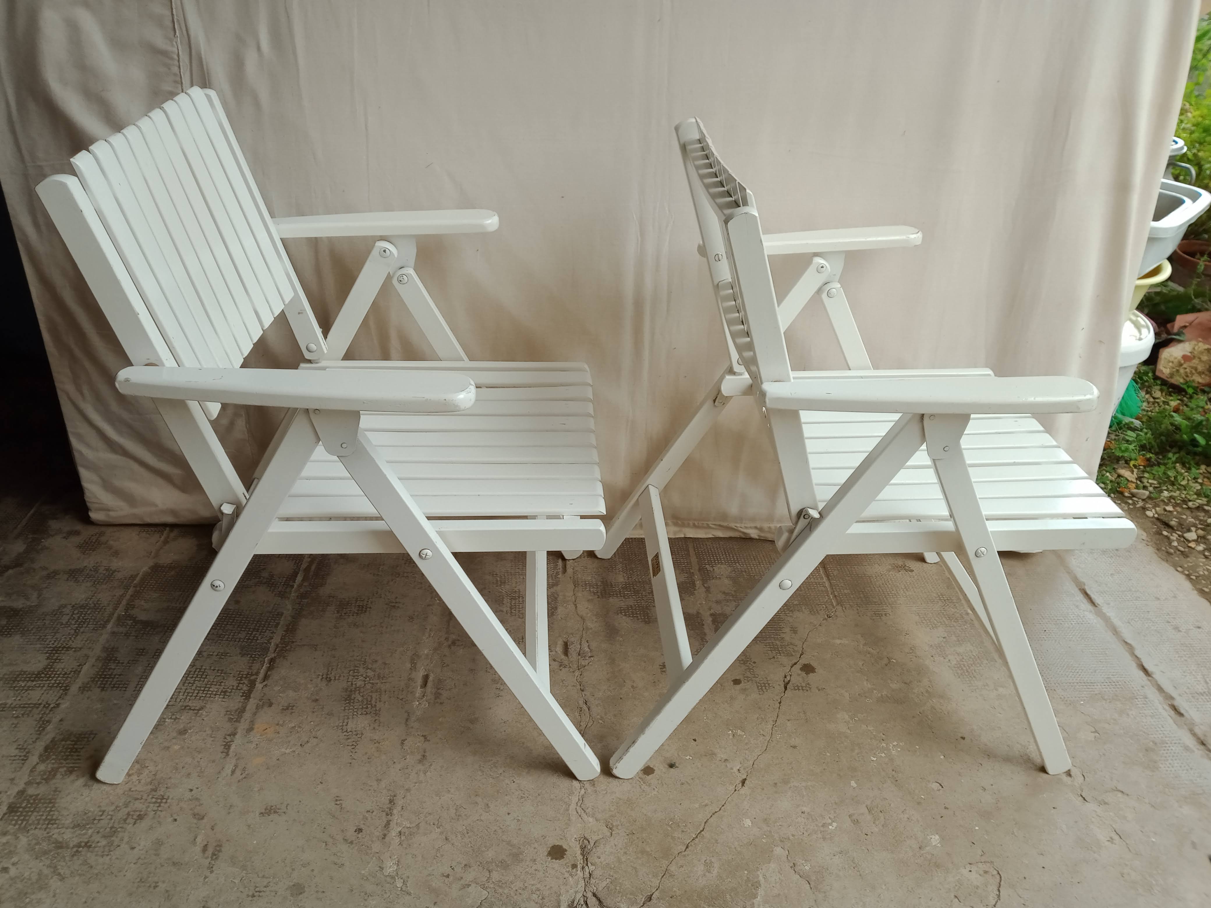 Vintage garden furniture R Gleizes in white painted wood