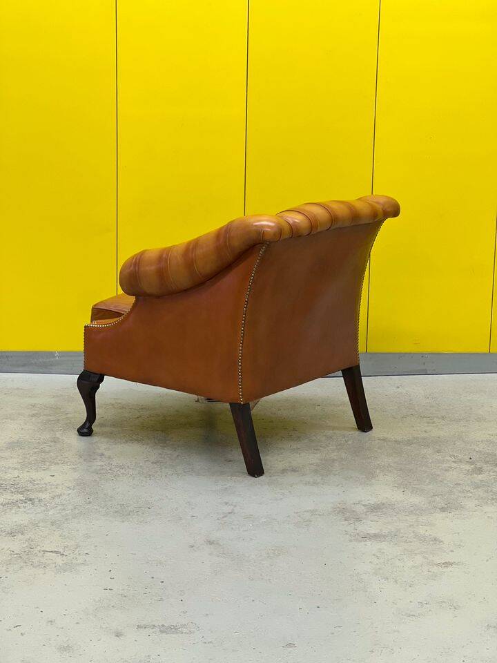 Vintage Chesterfield Regency Style Brown Leather Club Armchair