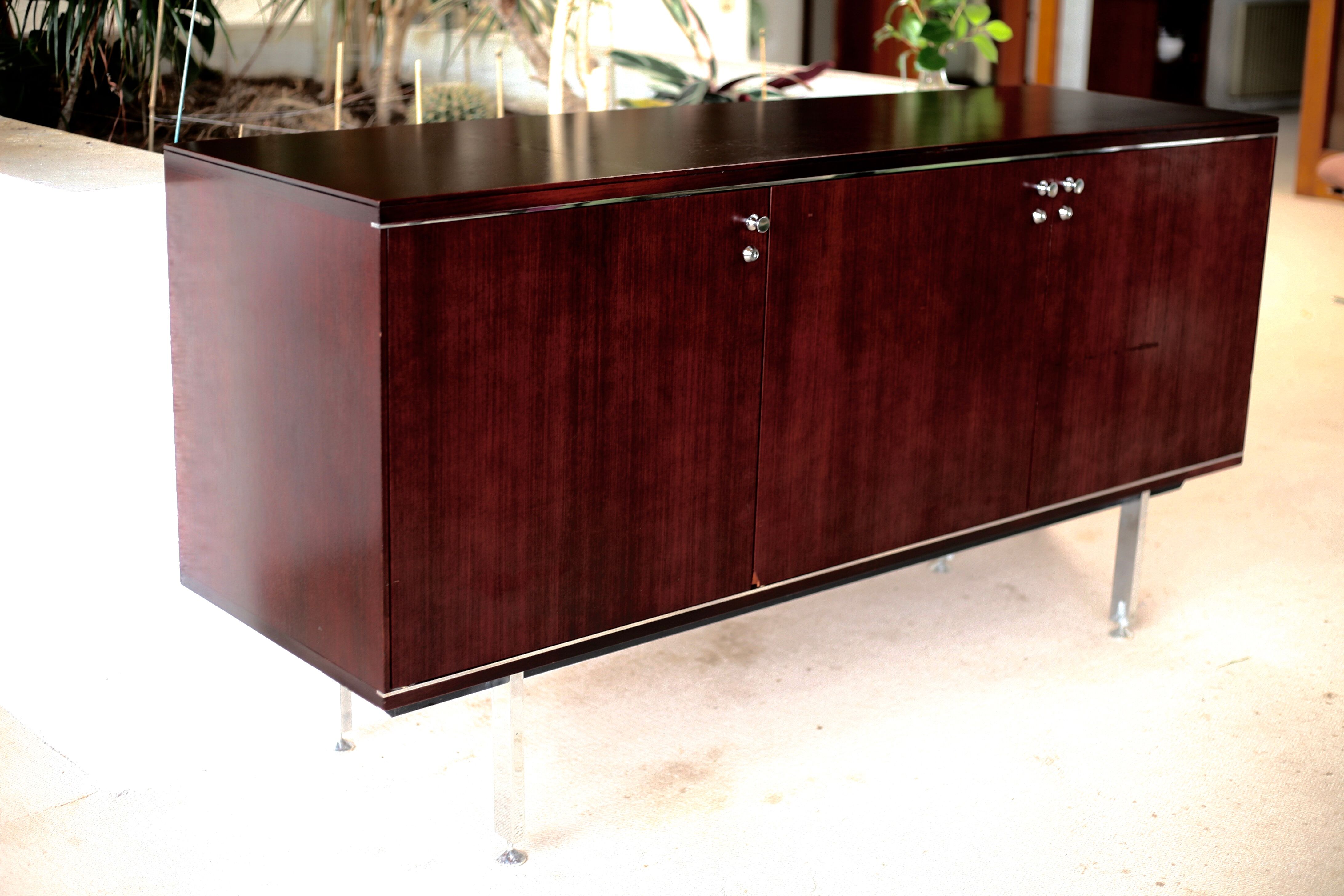 Sideboard solid wood and steel, France, cira 1970, Negroni edition