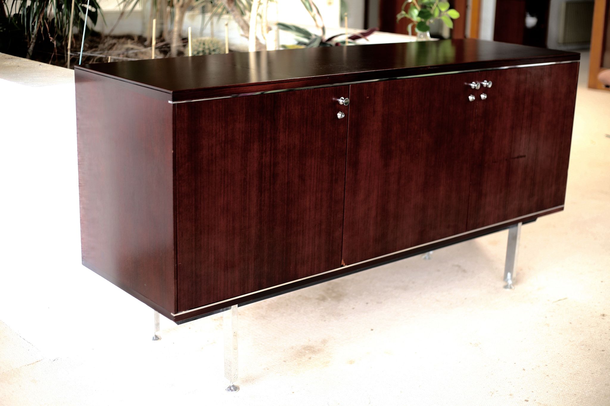Sideboard solid wood and steel, France, cira 1970, Negroni edition