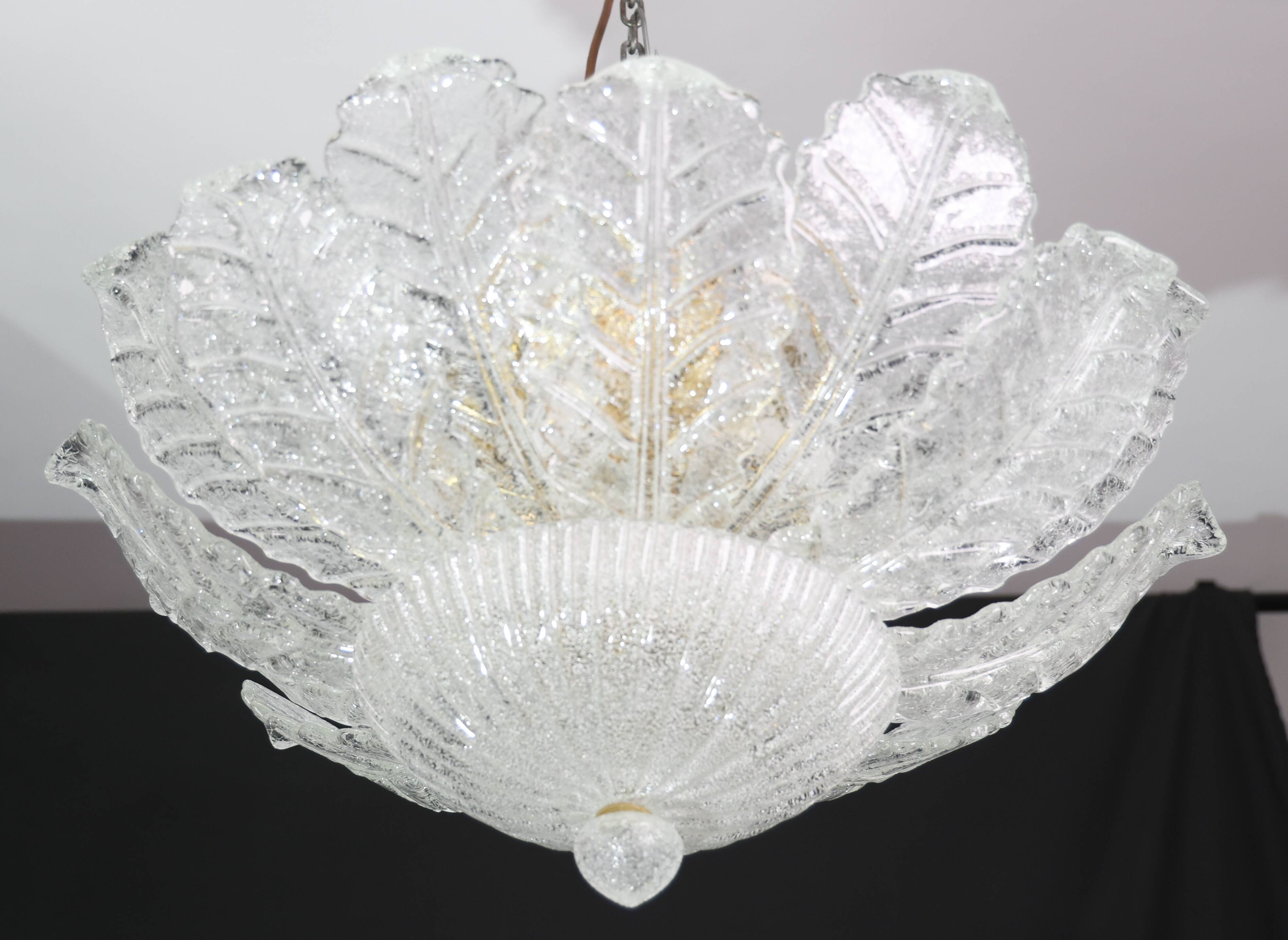 Procida, Murano Clear trasparent Vintage Glass Ceiling Light, 1970s
