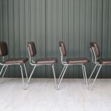 Set of 4 chairs in skaï and vintage chrome