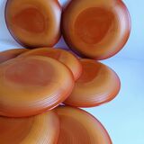 Set of 9 vintage opaline brown plates