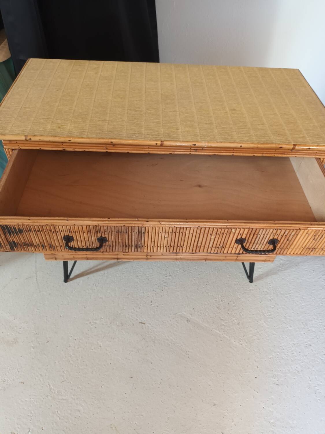 Vintage rattan chest of drawers